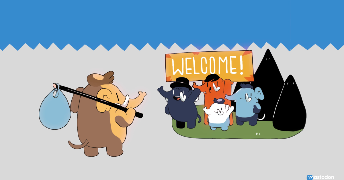 Community of mastodon welcoming a new user